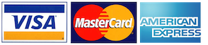 Visa Mastercard Amex We take Visa, Mastercard or American Express